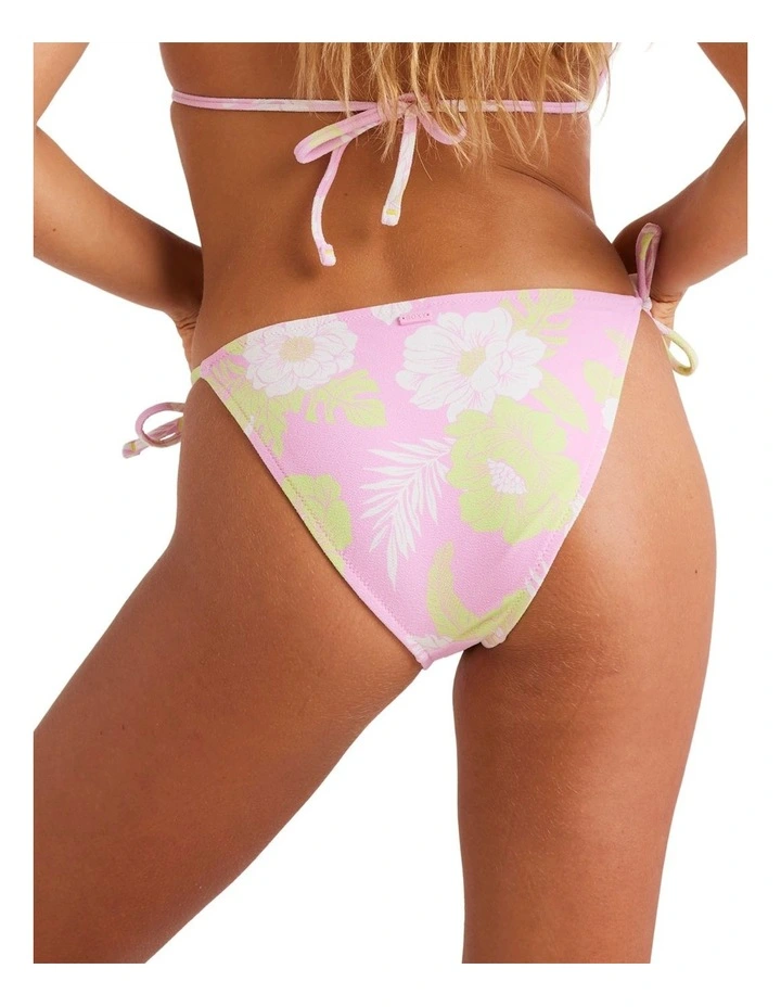 Hollow Trees Tie Side Bikini Bottom in Prism Pink