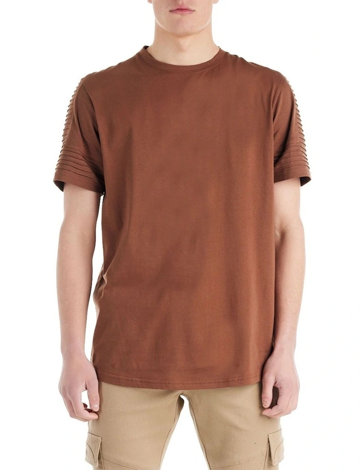 Maverick Pin Tuck Sleeve T-shirt in Brown