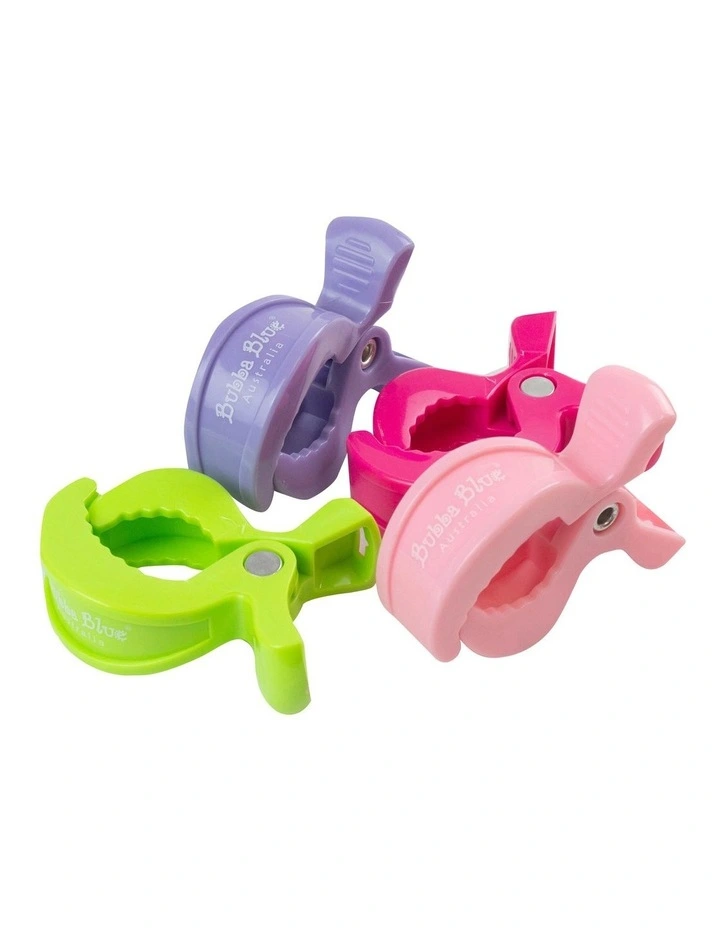 Pink Pram Clips 4 Pack