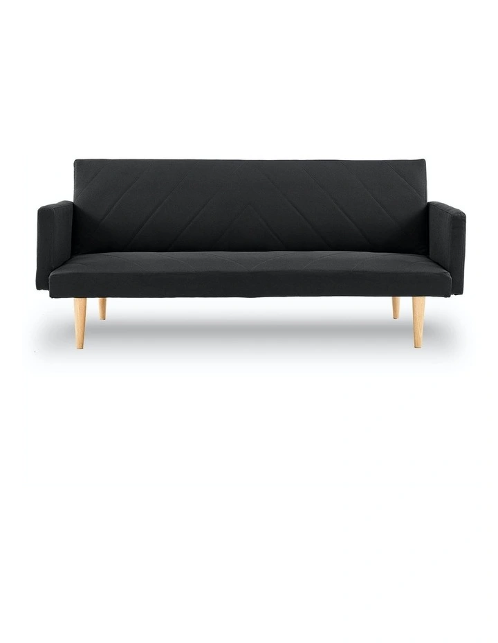 3 Seater Sofa Bed Lounge Couch Modular Furniture Home Linen Fabric Black