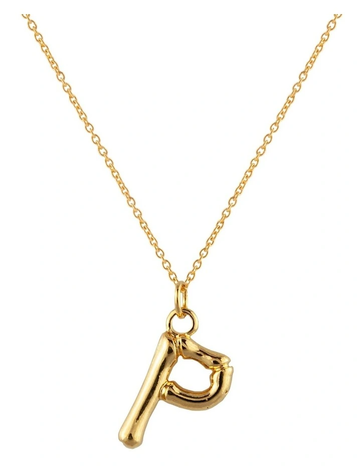 Letter P Initial Gold Necklace