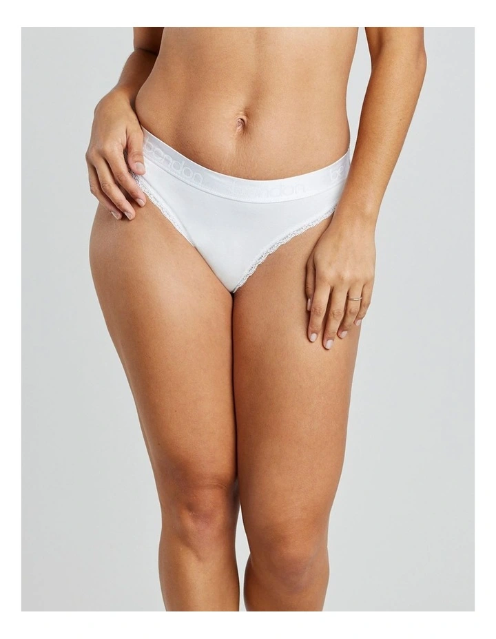 Cotton Logo Thong in White