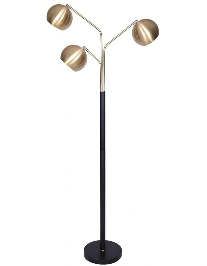 Adjustable 3-Arm Arc Lamp with Gold Shades