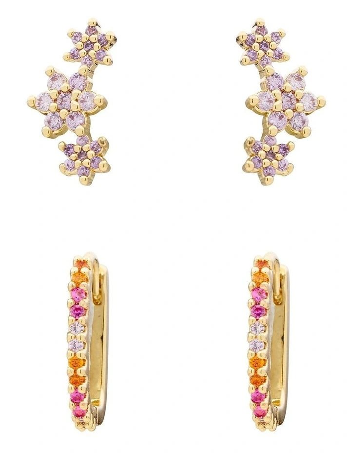 Gala Stone Set Earring Pack in Purple