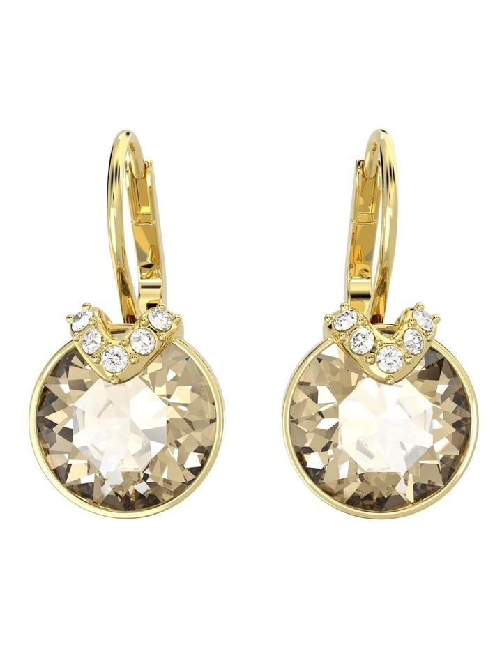 Bella V Drop Earrings Round Cut Gold-Tone Plated in Gold