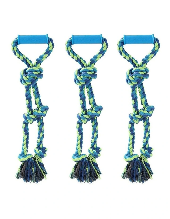 Paws & Claws Twin Knotted Rope Tugger 50cm x3 in Blue