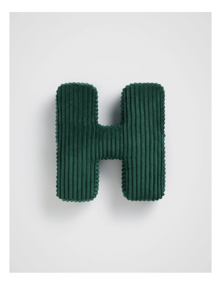 Ivy Cord Initial Cushion H in Green