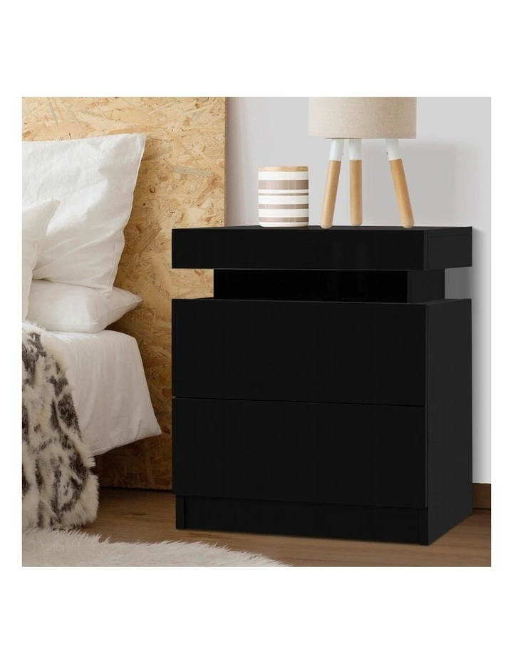 2 Drawers Bedside Tables in Black
