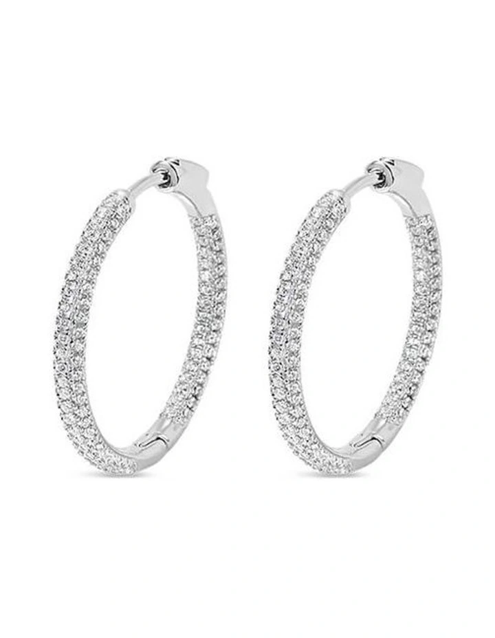 Pursuit Pave Hoops Petite in Silver