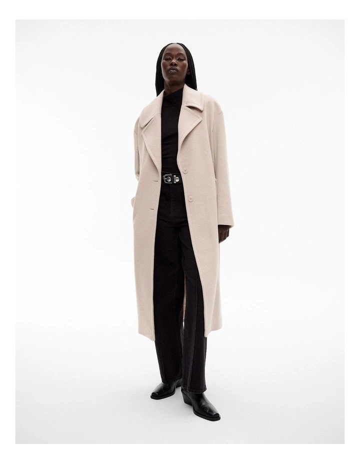Wool Cashmere Lapel Coat in Oatmeal