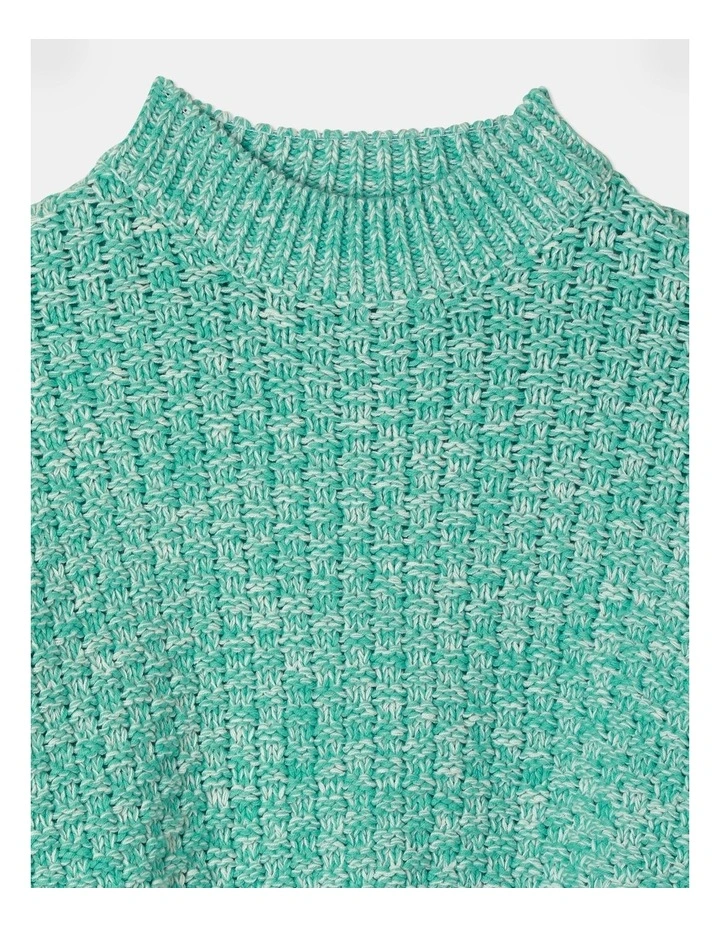 Knitted Basket Knit Jumper in Mint