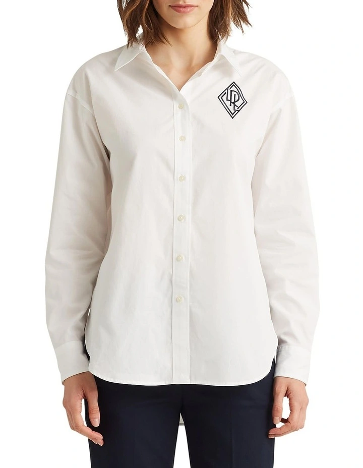 Logo Cotton Broadcloth Shirt in White