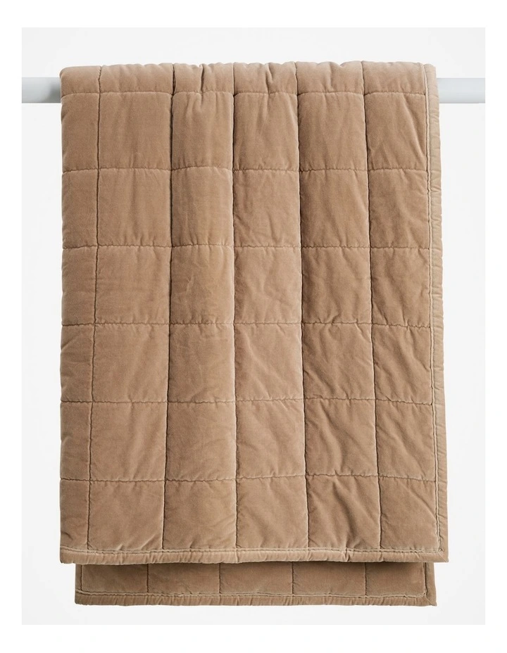Sarra Velvet Throw in Fawn