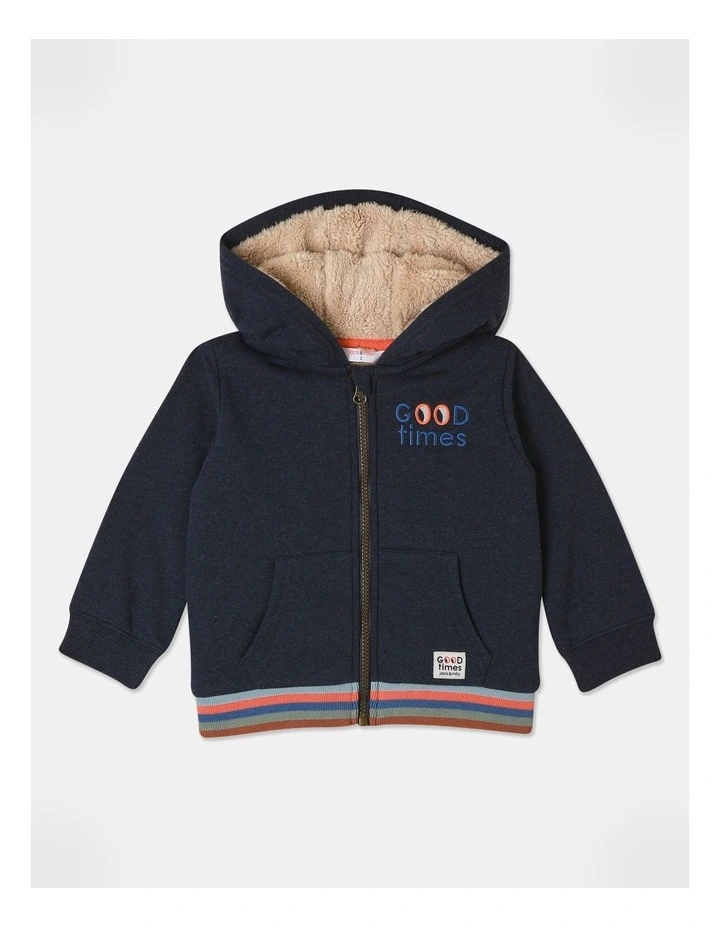 Rusty Fleece Hoodie in Navy