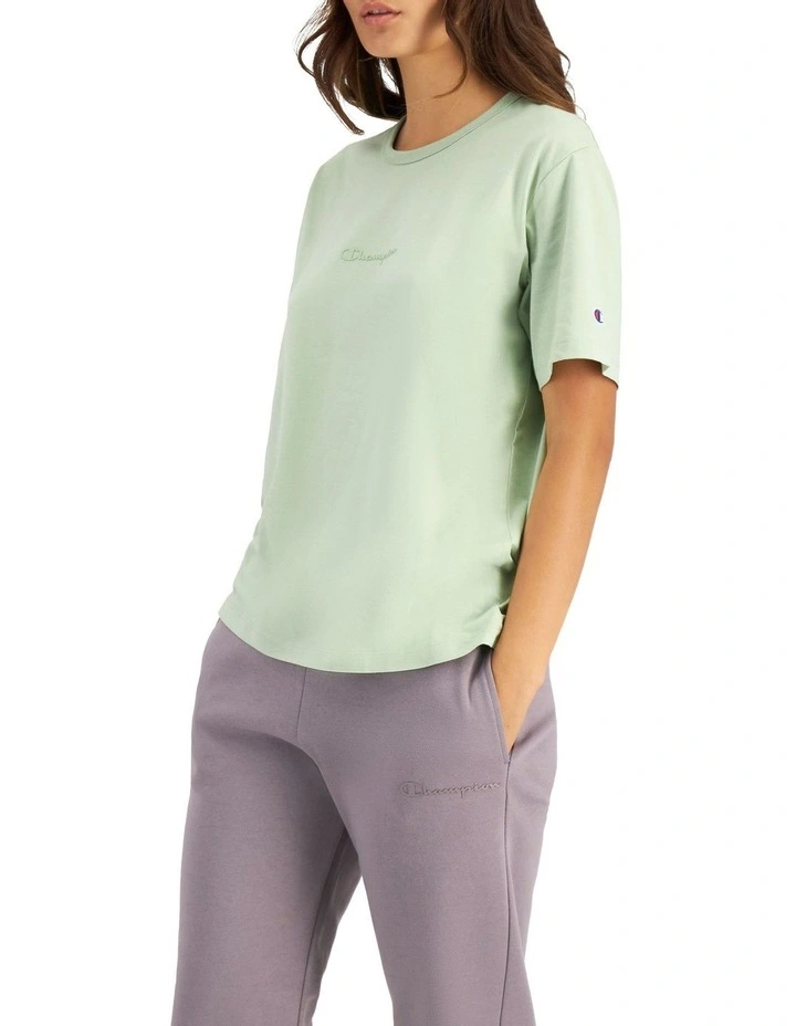Script Tonal Tee in Cotton Minty Mia