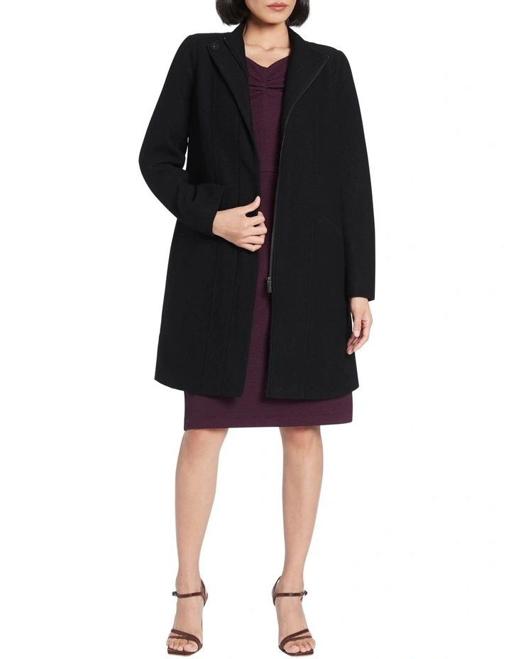 Madison Felted Wool Coat Black