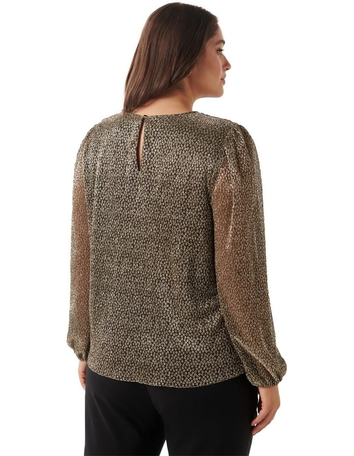 Colleen Blouson Sleeve Top in Gold
