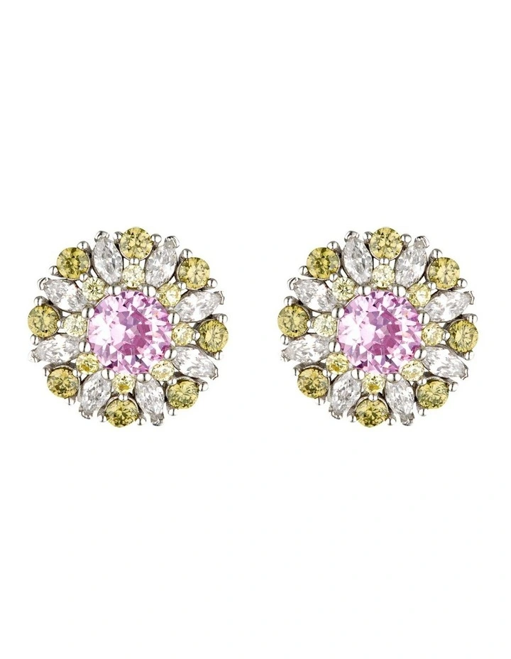 Berry Bloom Silver Multi Earrings