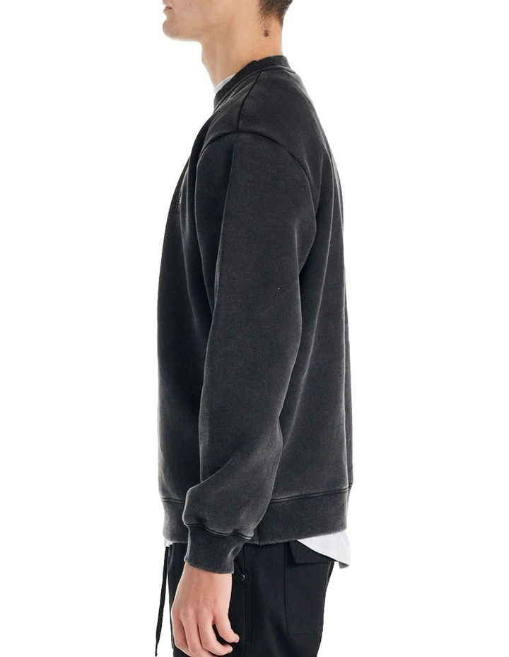 Portofino Dalmatian Embroidery Crew Neck Sweater in Vintage Black