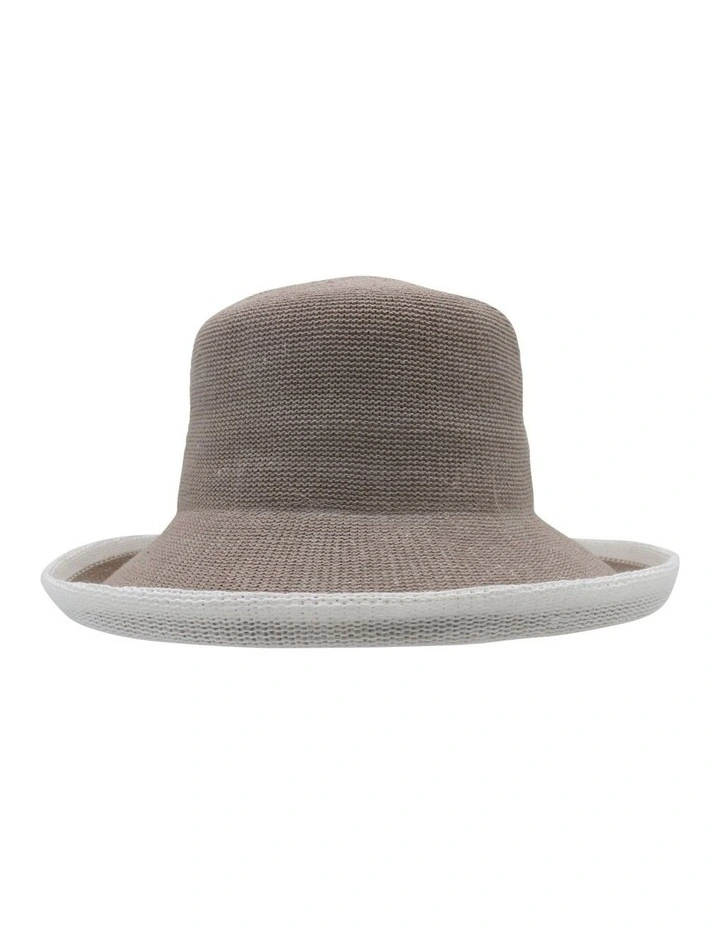Belle Breton Hat in Mushroom/White