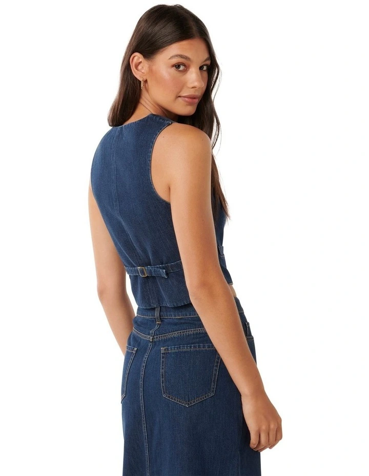 Dallas Denim Waistcoat in Blue
