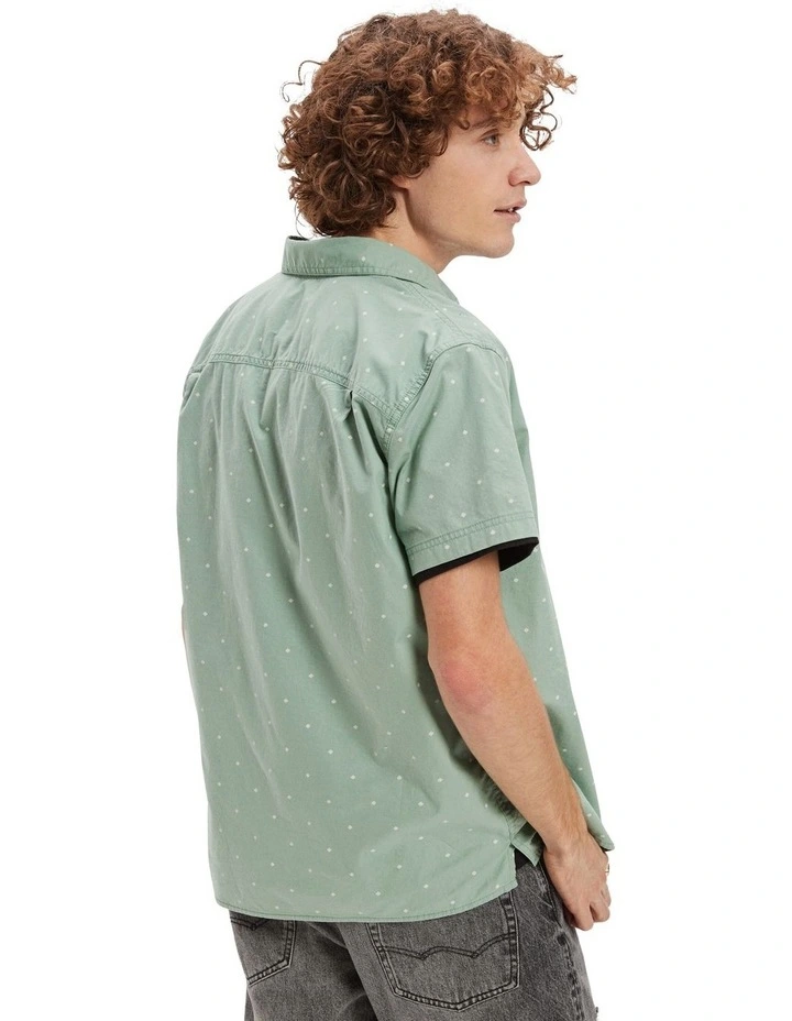 Micro Dot Button-Up Resort Shirt in Dried Sage