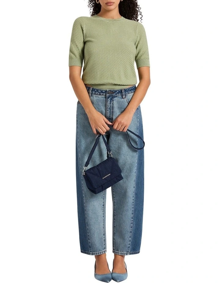 Coralie Denim Quilted Bag in Indigo
