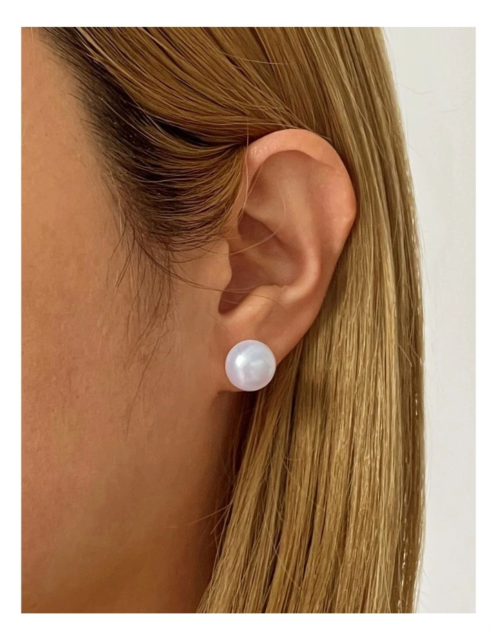 Freshwater 11 11.5Mm White Pearl Stud Earring