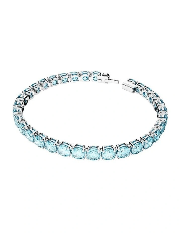 Matrix Tennis Bracelet Round Cut Medium Rhodium Plated in Blue