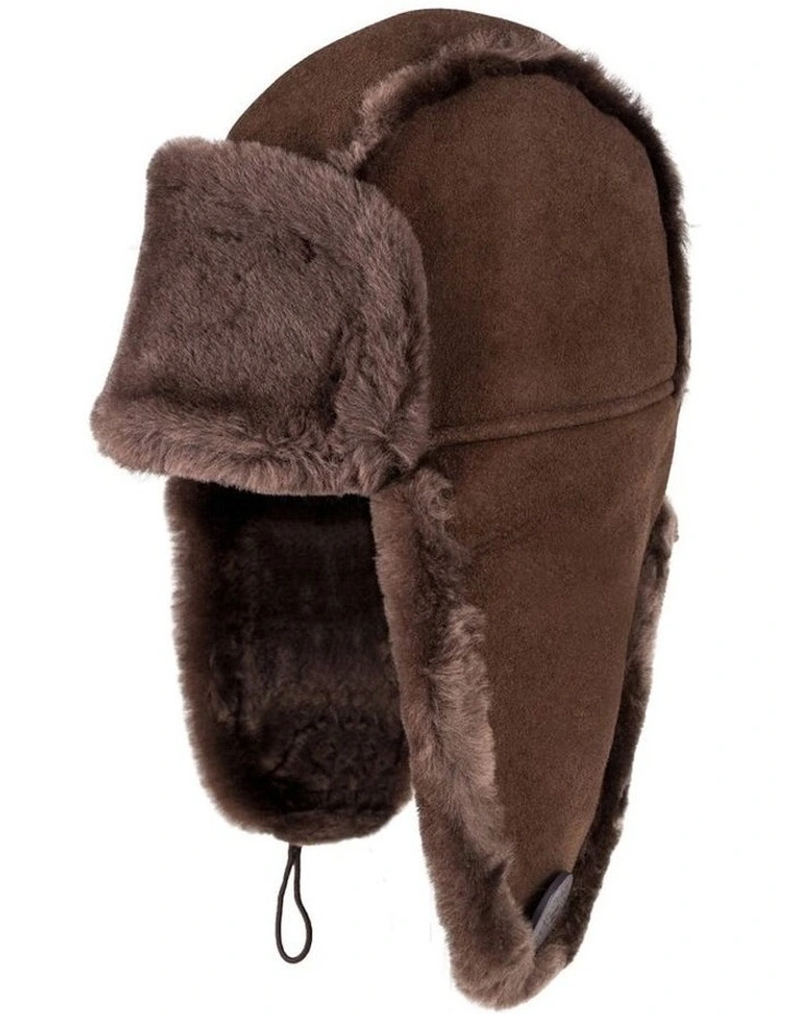 Button Aviator Hat in Chocolate
