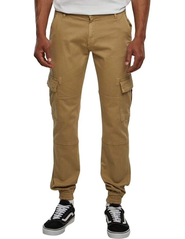 Washed Cargo Twill Jogging Pants in Sand