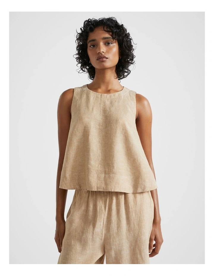 Core Linen Shell Top in Champagne Beige Crossdye