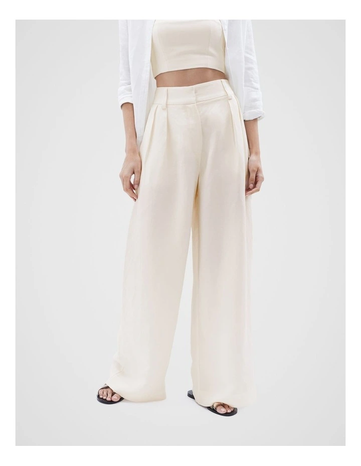 Tailored Wide Leg Pant in Stone