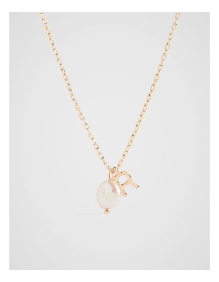Pearl Alphabet Necklace R in Gold