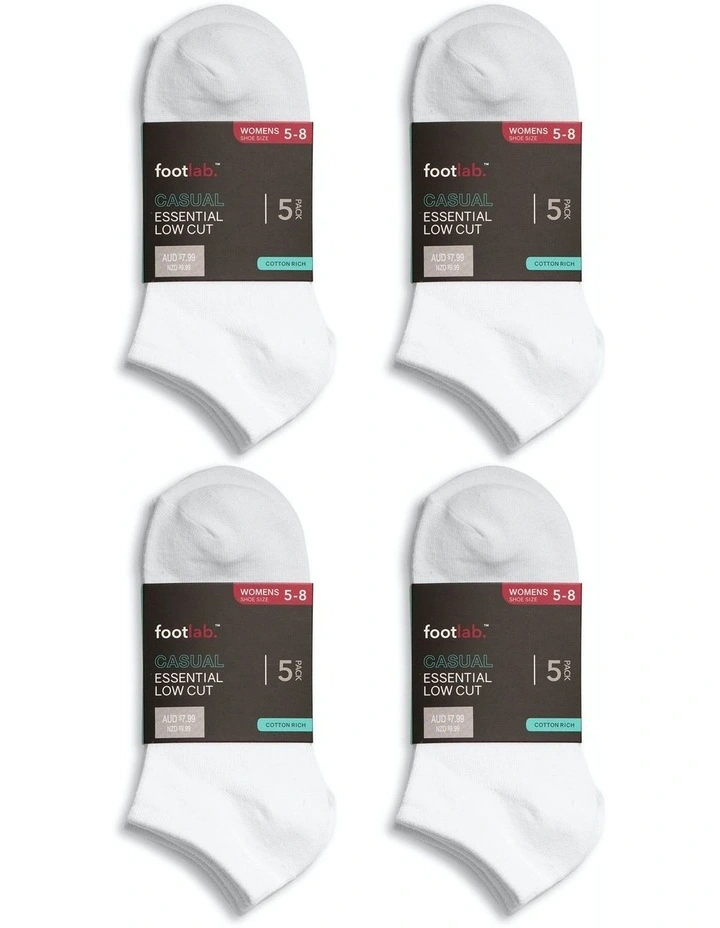 Essential Liner Socks 20 Pack in White
