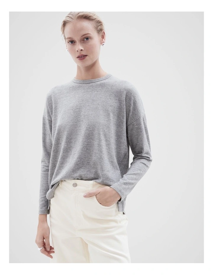 Cosy Long Sleeve Tee in Grey Marle