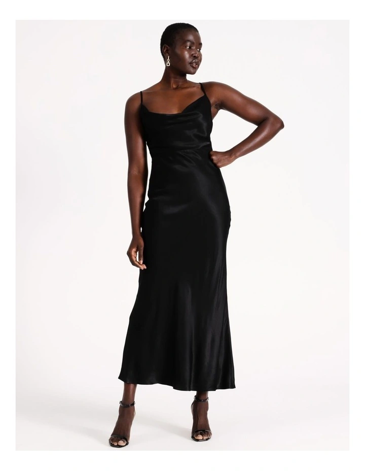 Cowl Neck Slip Dress in Black