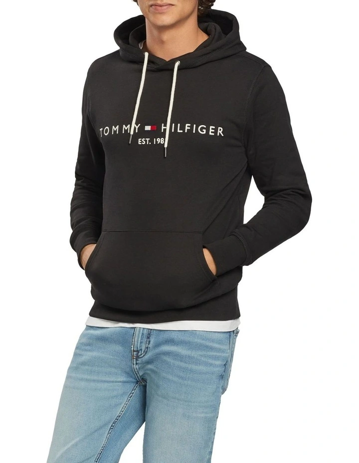 Tommy Logo Hoodie in Black