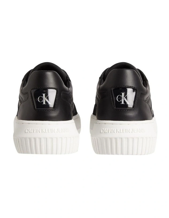 Chunky Leather Cupsole Sneakers in Black
