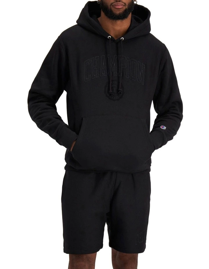 Triple Reverse Weave Hoodie in Black