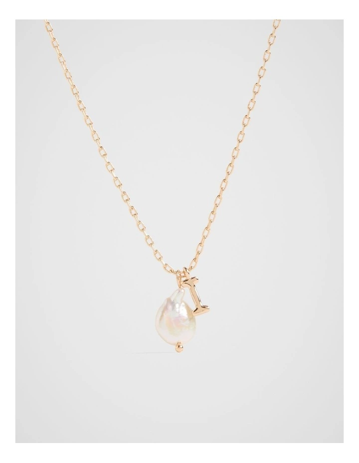 Pearl Alphabet Necklace I in Gold
