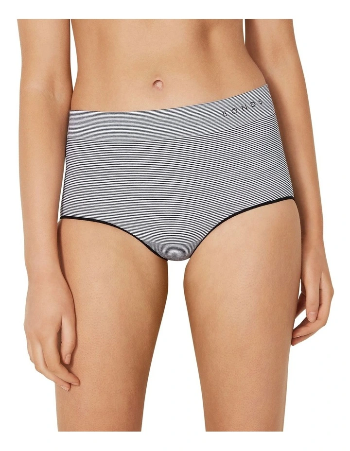 Seamless Mini Stripe Full Brief in Black/White