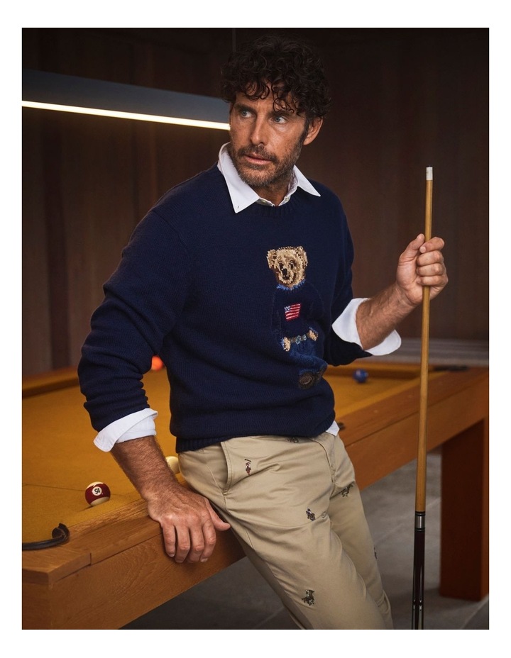 Bear Cotton Linen Sweater in Navy
