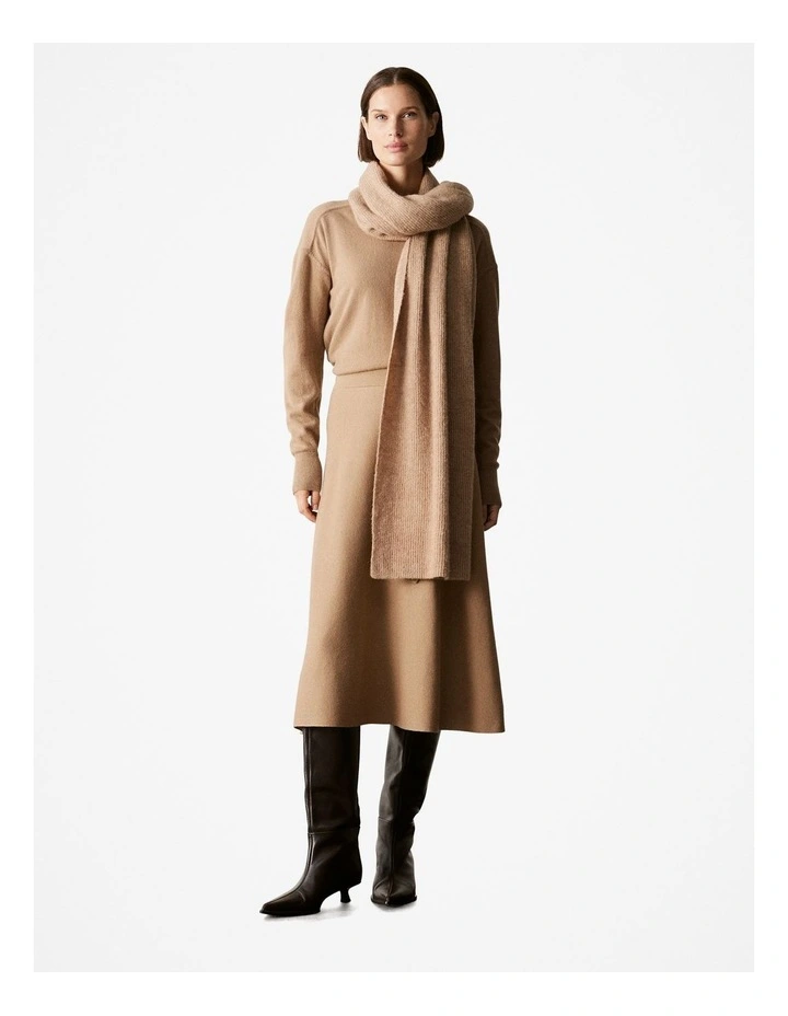 Merino Blend Forward Shoulder Seam Relaxed Crew in Camel
