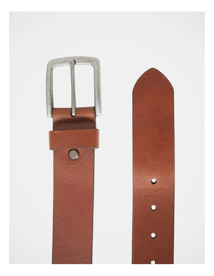 Casual Tan Leather Belt in Brown