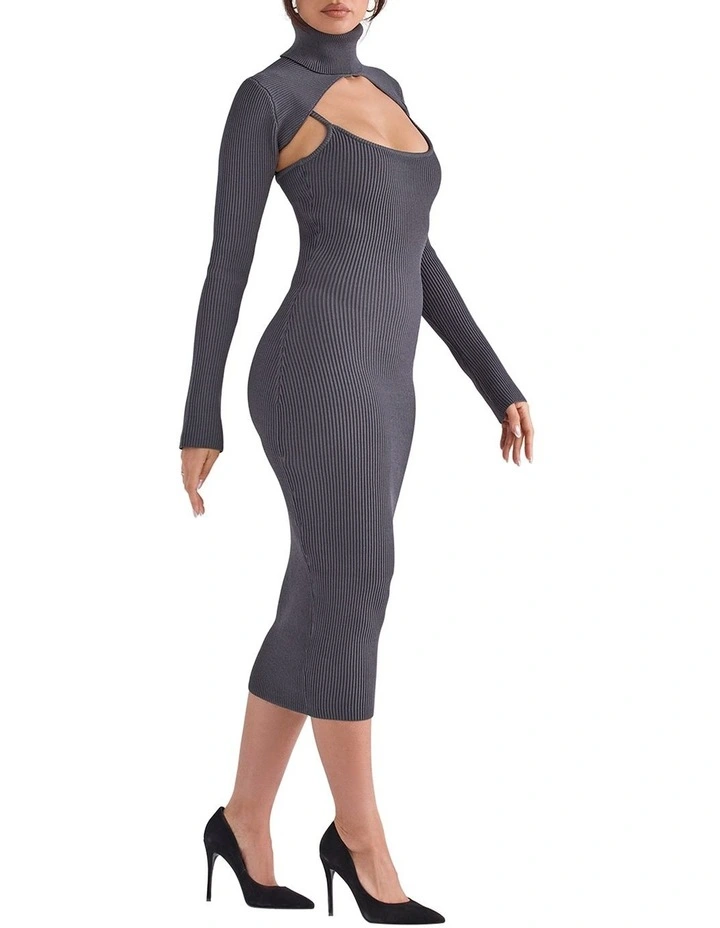 Meliora Knit Midi Dress in Charcoal
