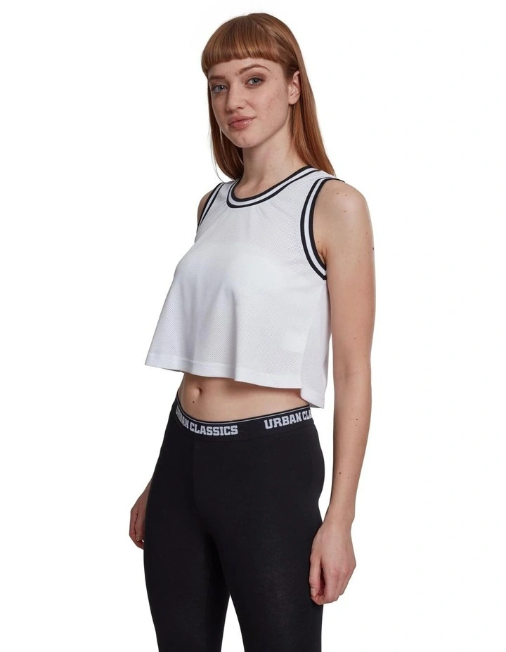 Cropped Mesh Active Top In Black/White