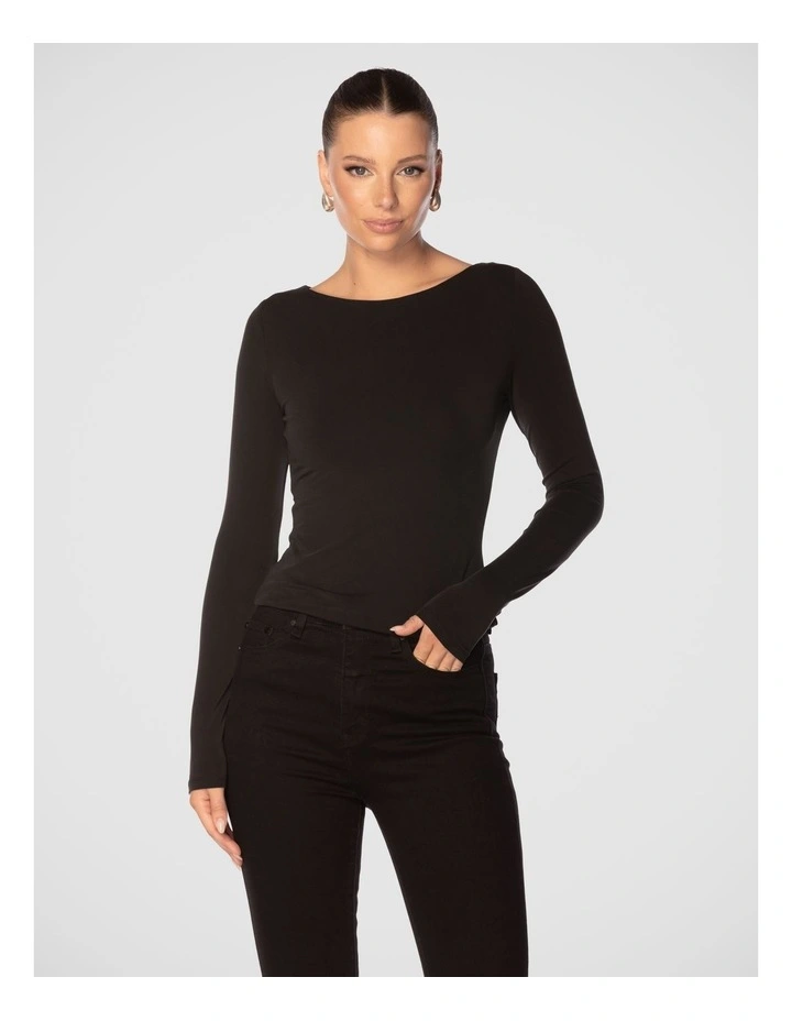 Alivia Boat Neck Top in Black