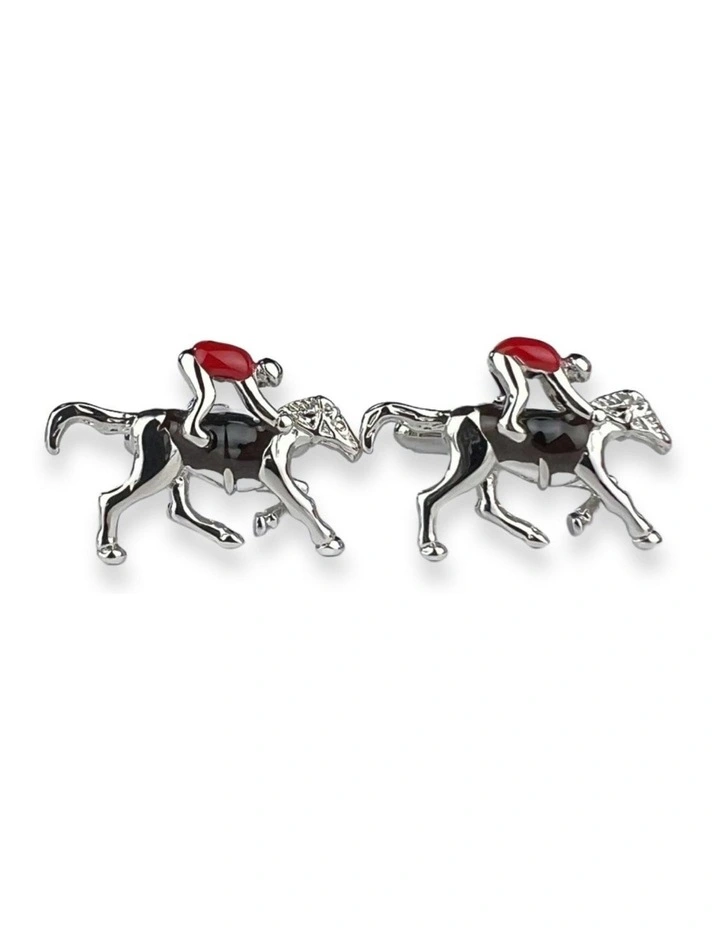 Horse & Rider Cufflink in Silver