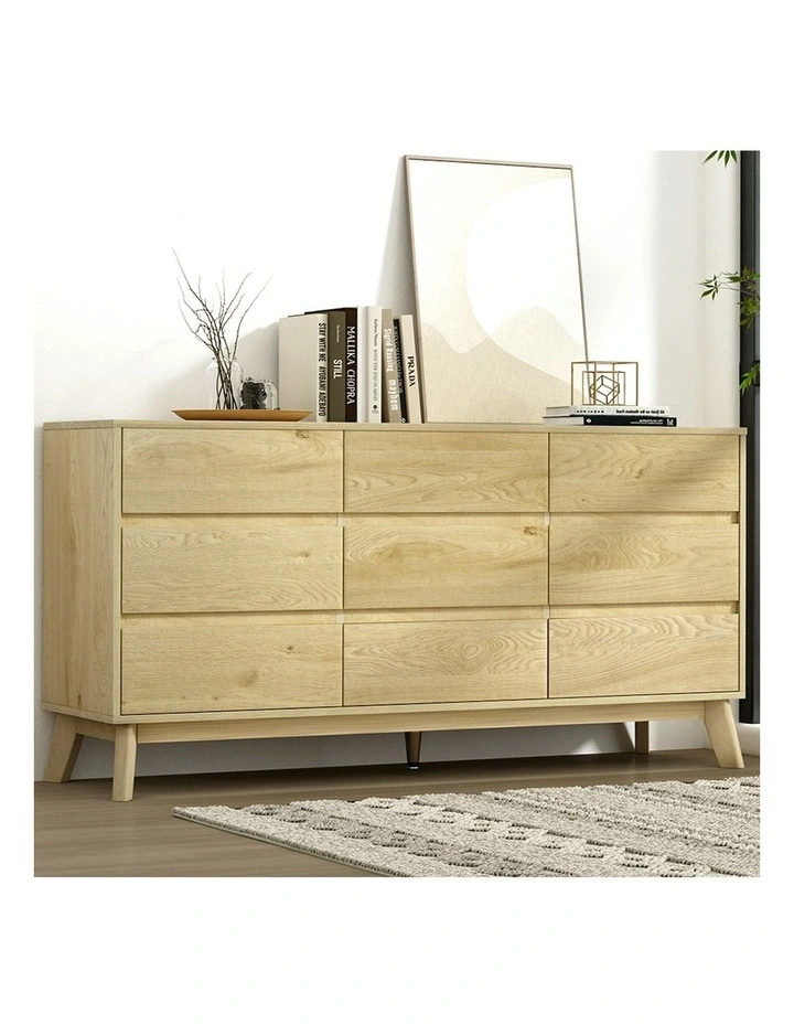 Xavi 9 Drawers Lowboy in Oak